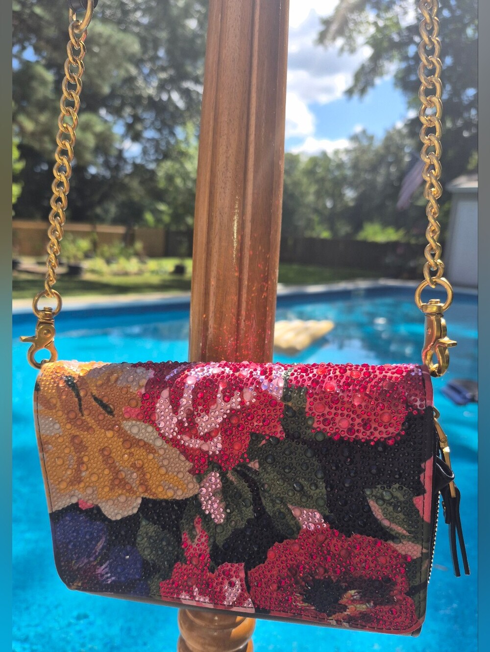 Betsey Johnson Floral Rhinestone Multi Wallet Clutch In Black
